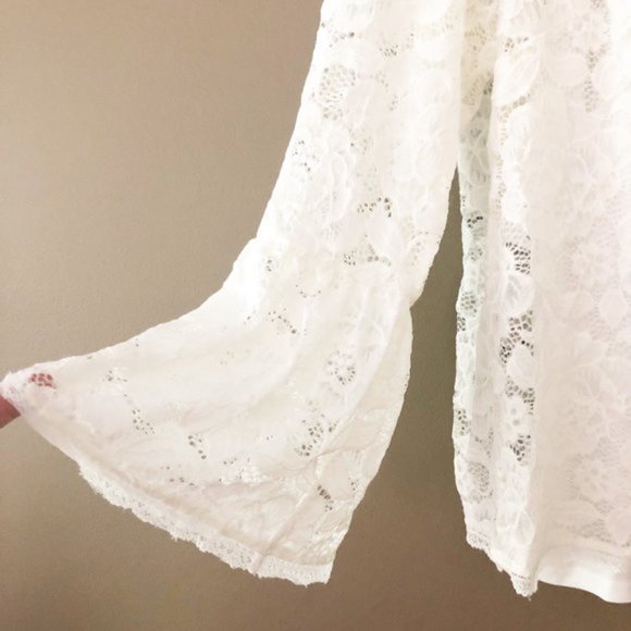 Rachel Roy Vivian Lace Bell Sleeve Blouse Top Eggshell 0X NWT - Picture 9 of 16
